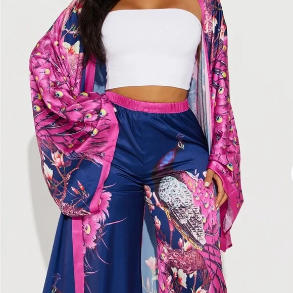 Blue & Pink Satin Pantset - Picture 3 of 3